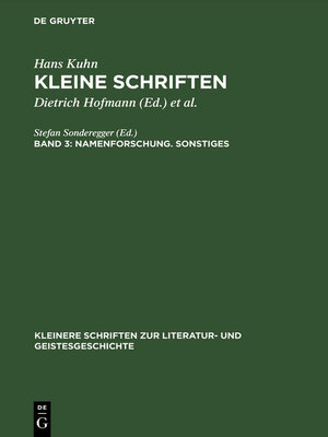 cover image of Namenforschung. Sonstiges